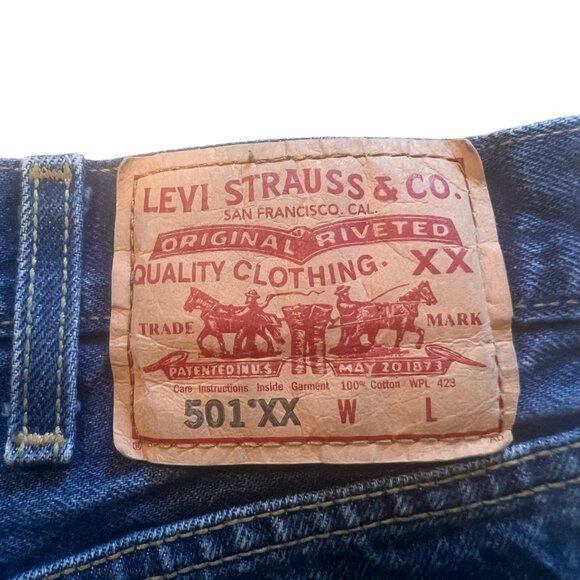 Levi's 501 XX Jeans Mens Blue Denim Button Fly Relaxed Fit Straight VINTAGE - Picture 4 of 8